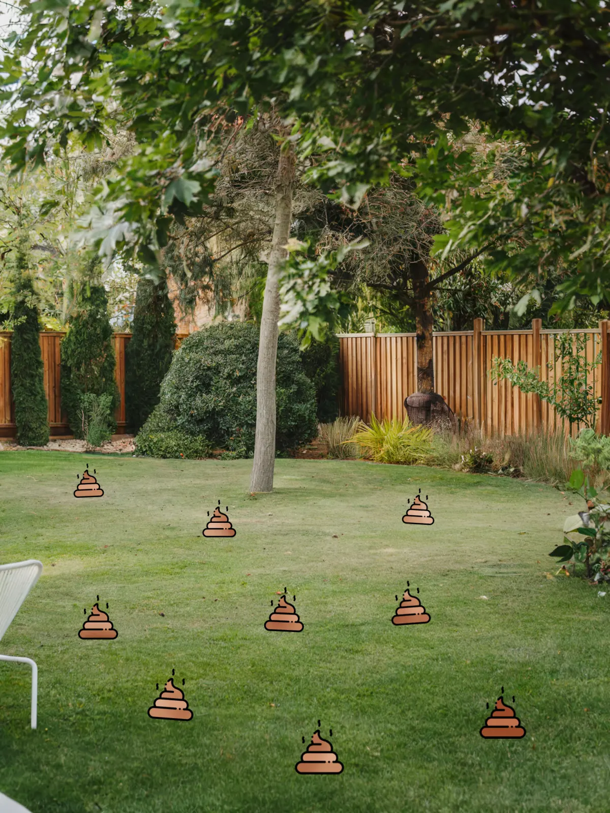 Yard before professional dog waste cleanup
